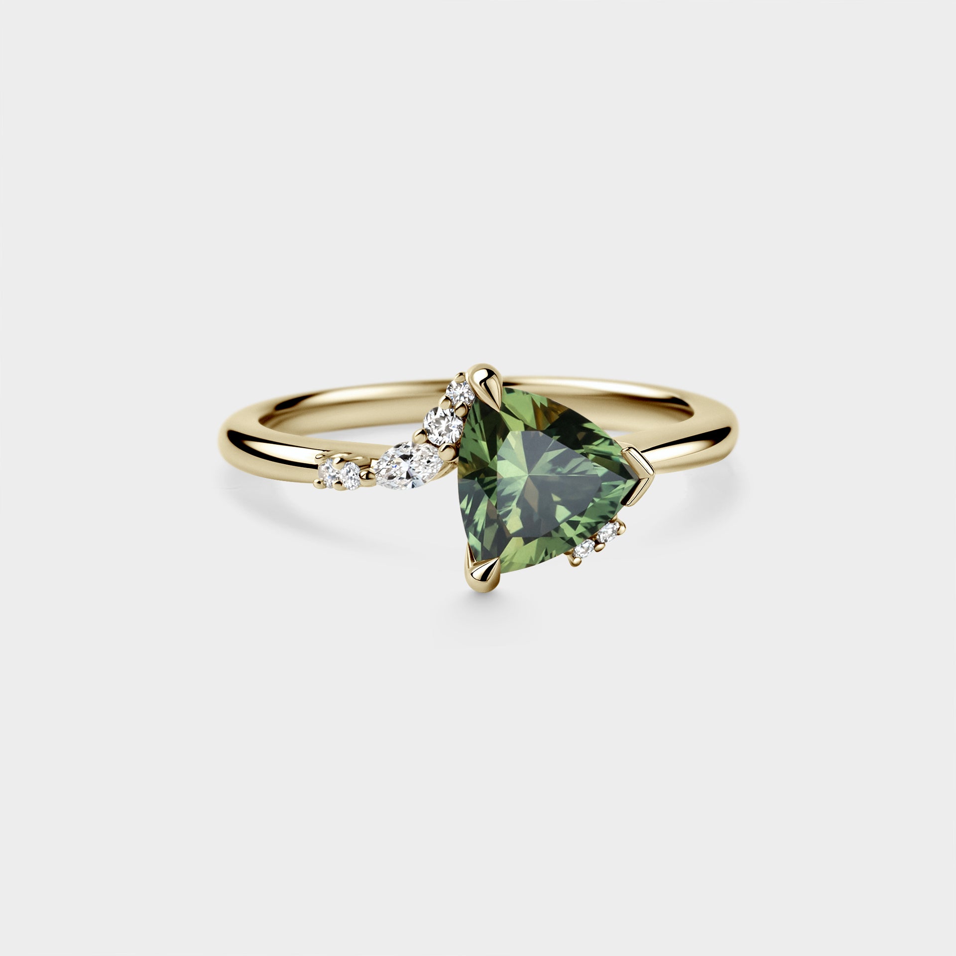 1.45ct Asymmetrical Cluster of Trillion Sapphire & Diamond