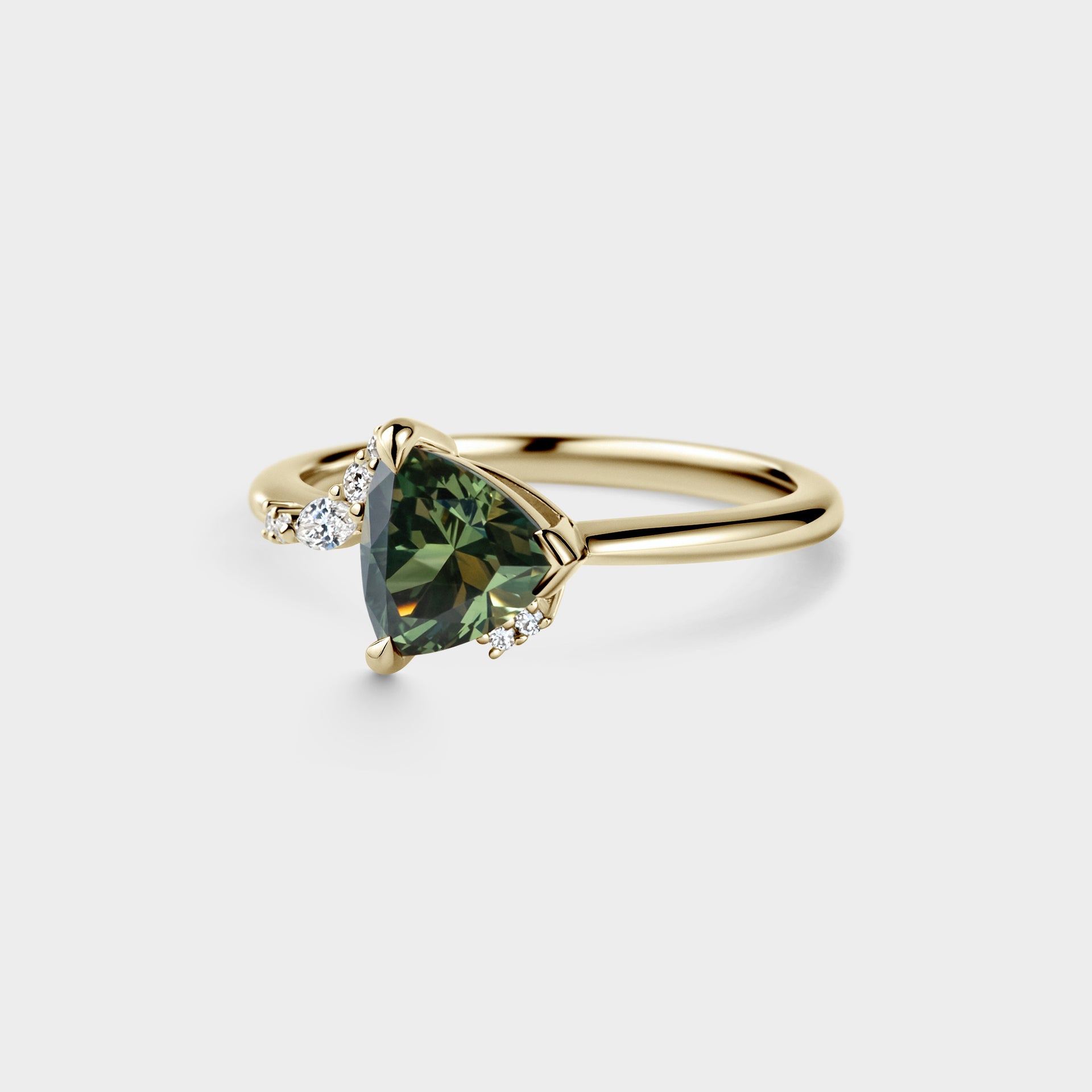 1.45ct Asymmetrical Cluster of Trillion Sapphire & Diamond