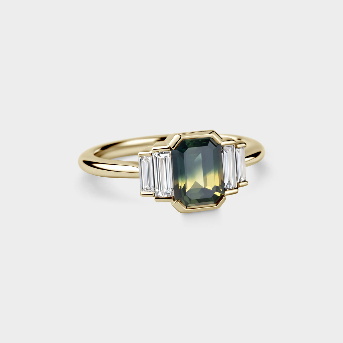 1.80ct Five Stone of Blue/Yellow Parti Sapphire & Diamond