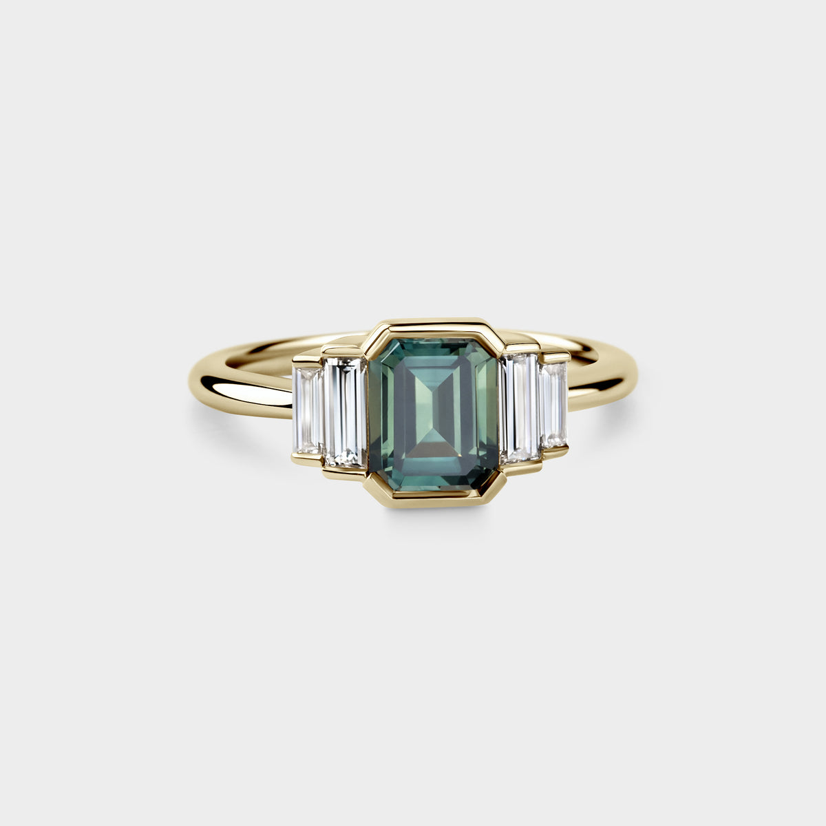 1.81ct Five Stone of Blue/Teal Parti Sapphire & Diamond