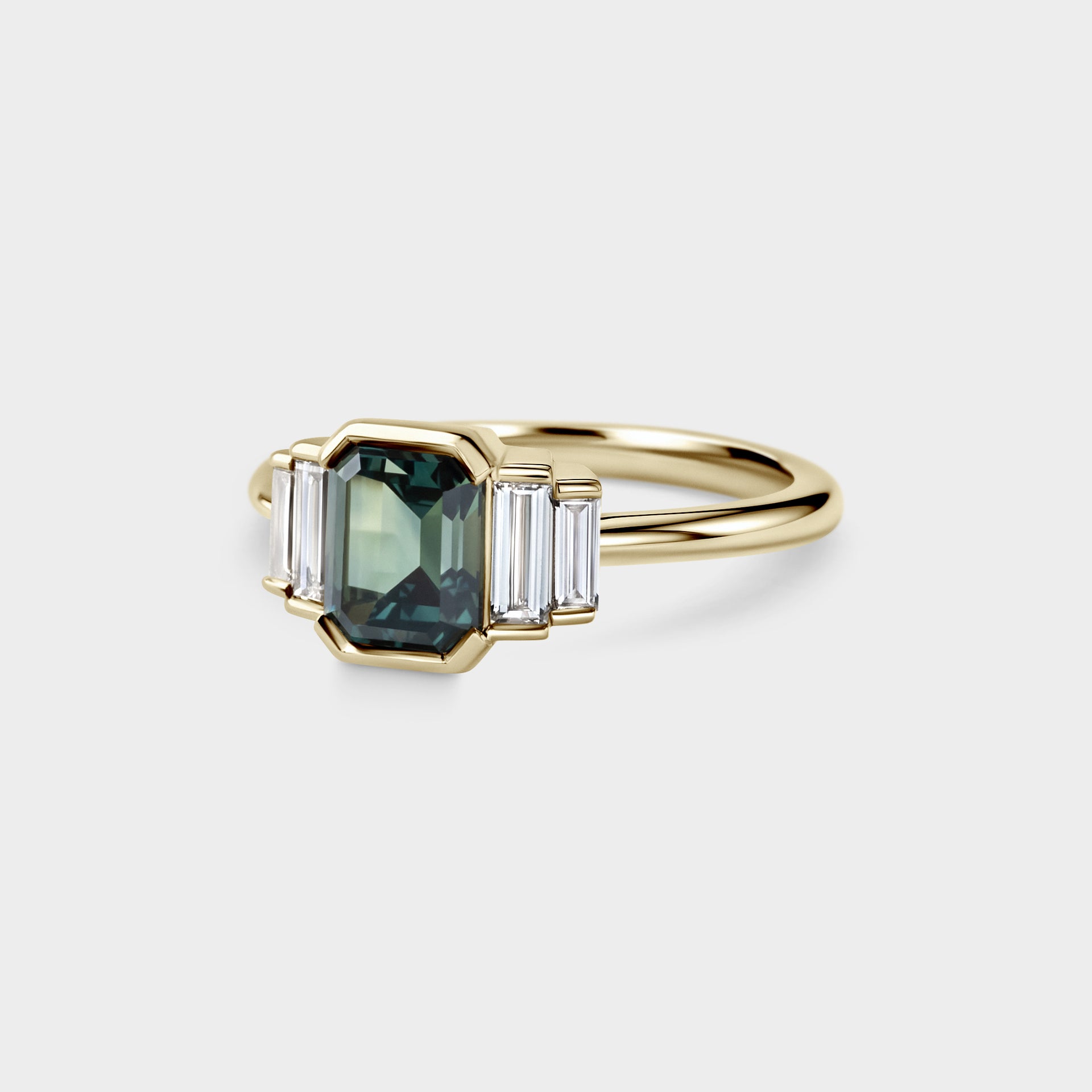 1.81ct Five Stone of Blue/Teal Parti Sapphire & Diamond