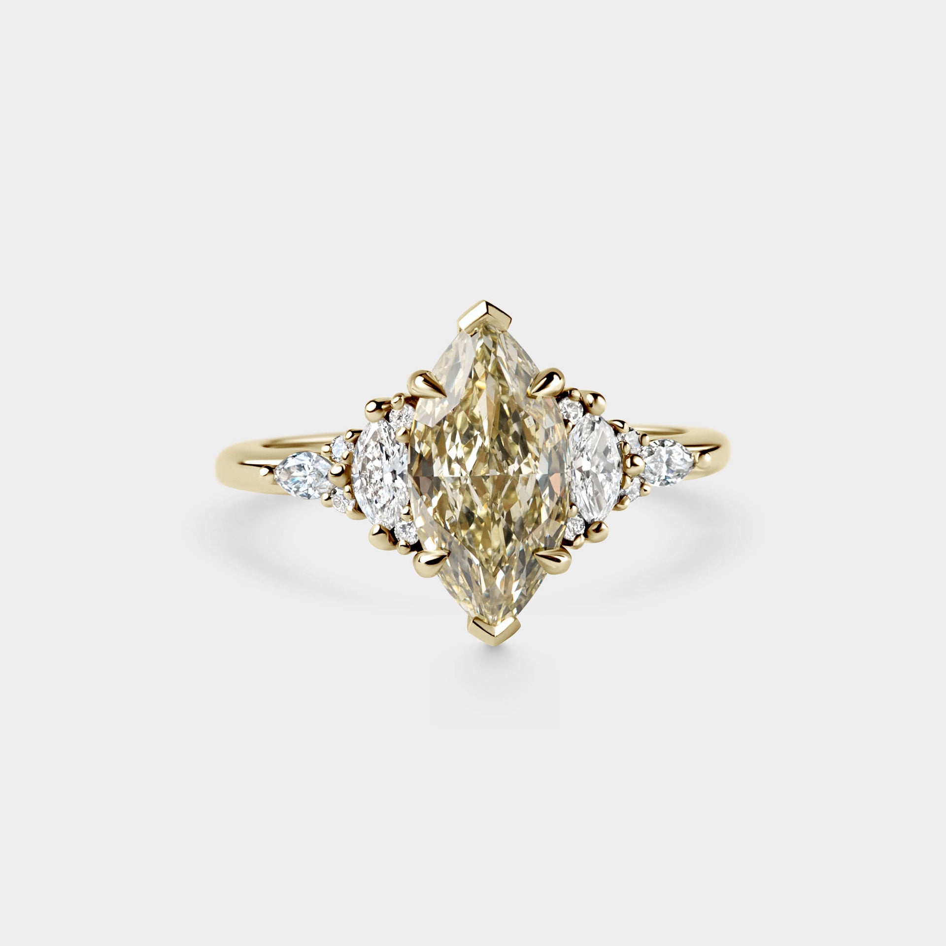 2.00ct Symmetrical Cluster of Marquise Light Yellow Lab Diamond