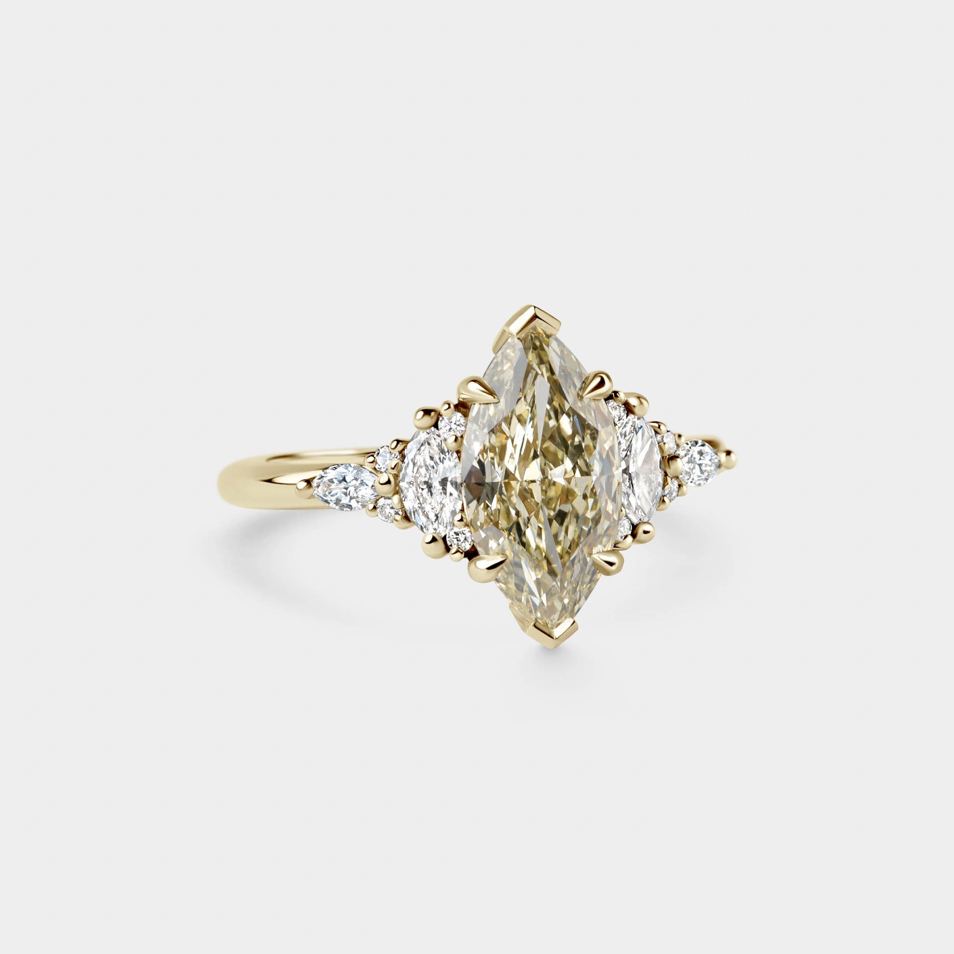 2.00ct Symmetrical Cluster of Marquise Light Yellow Lab Diamond