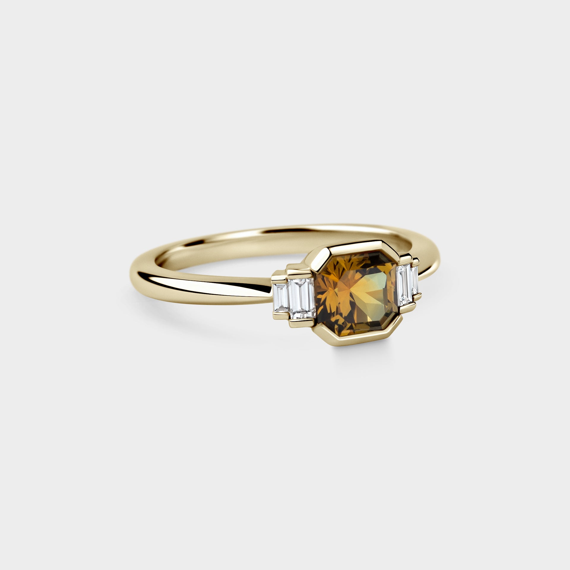 1.07ct Five Stone of Orange Square Radiant Sapphire & Diamond