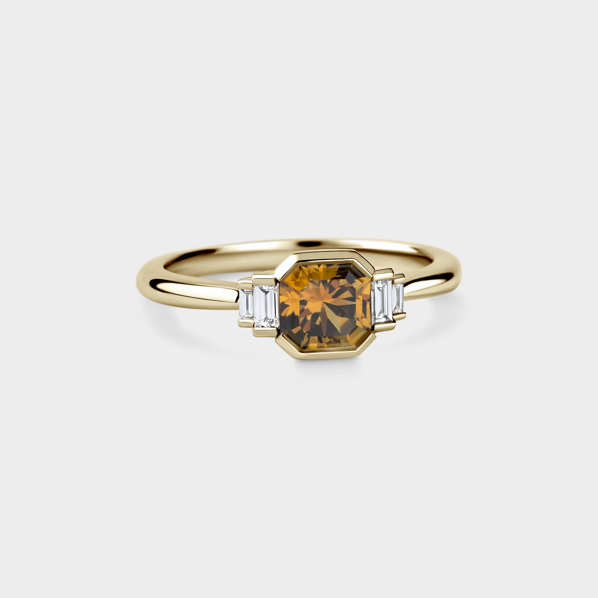 1.07ct Five Stone of Orange Square Radiant Sapphire & Diamond