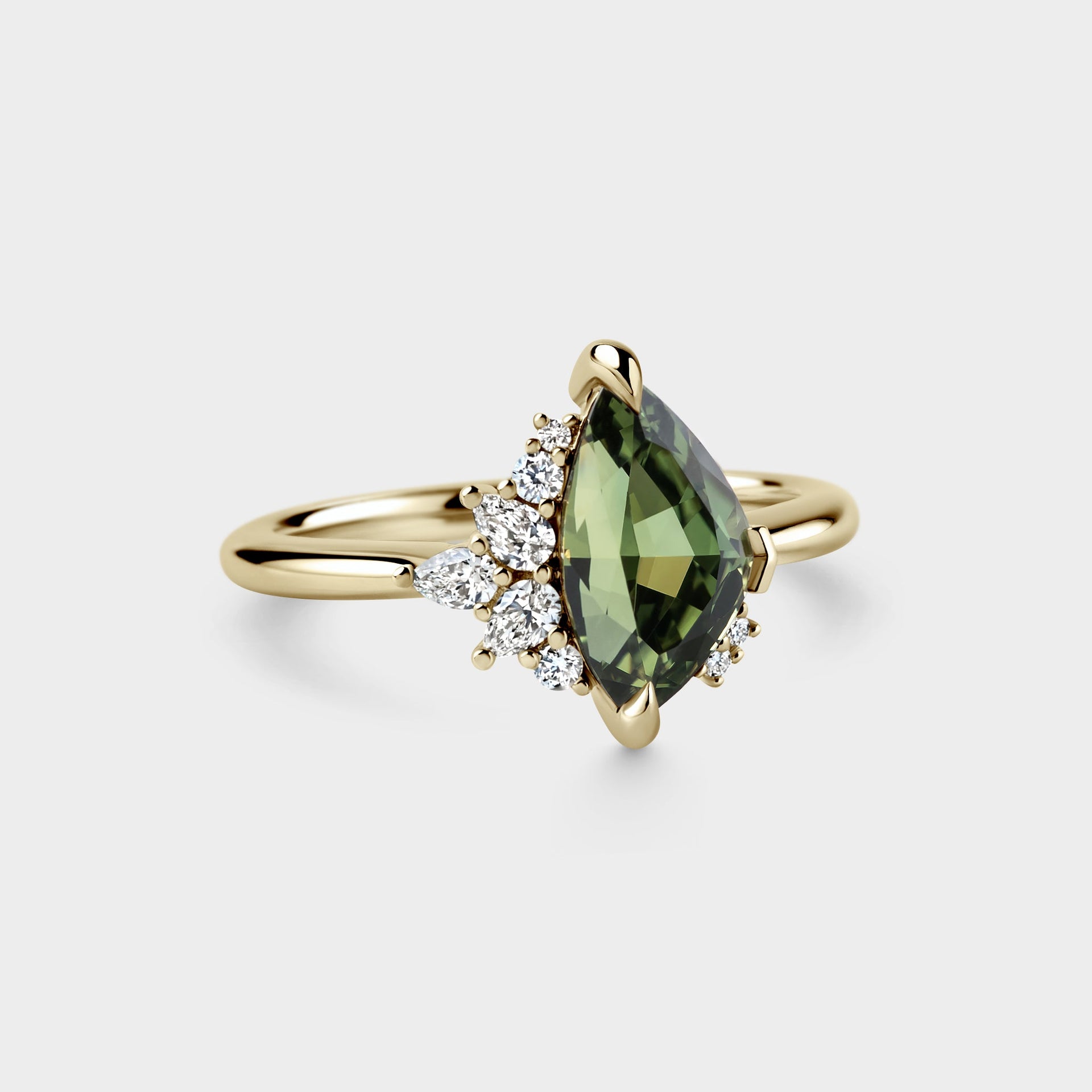 2.47ct Irregular Cluster of Trillion Sapphire & Diamond