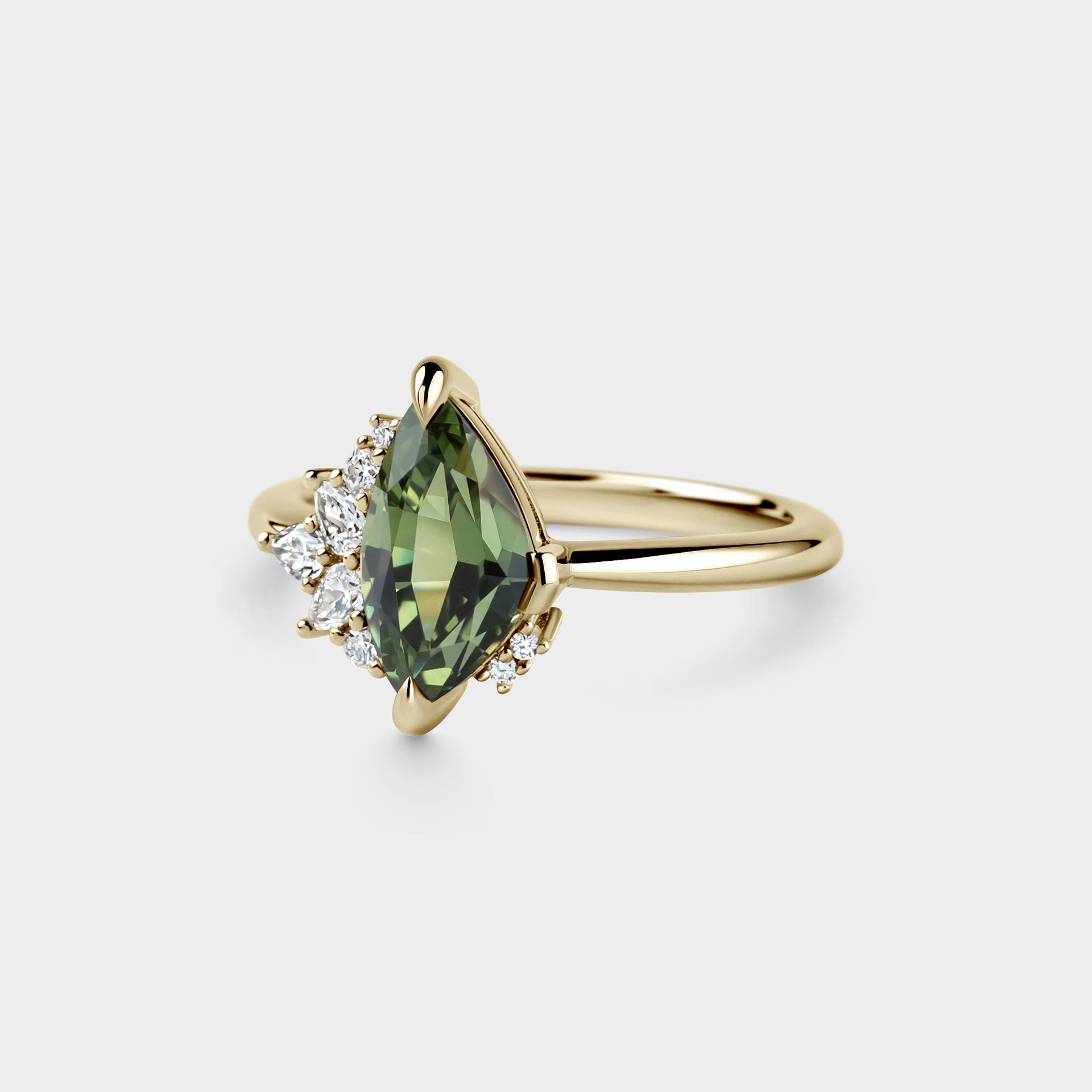 2.47ct Irregular Cluster of Trillion Sapphire & Diamond