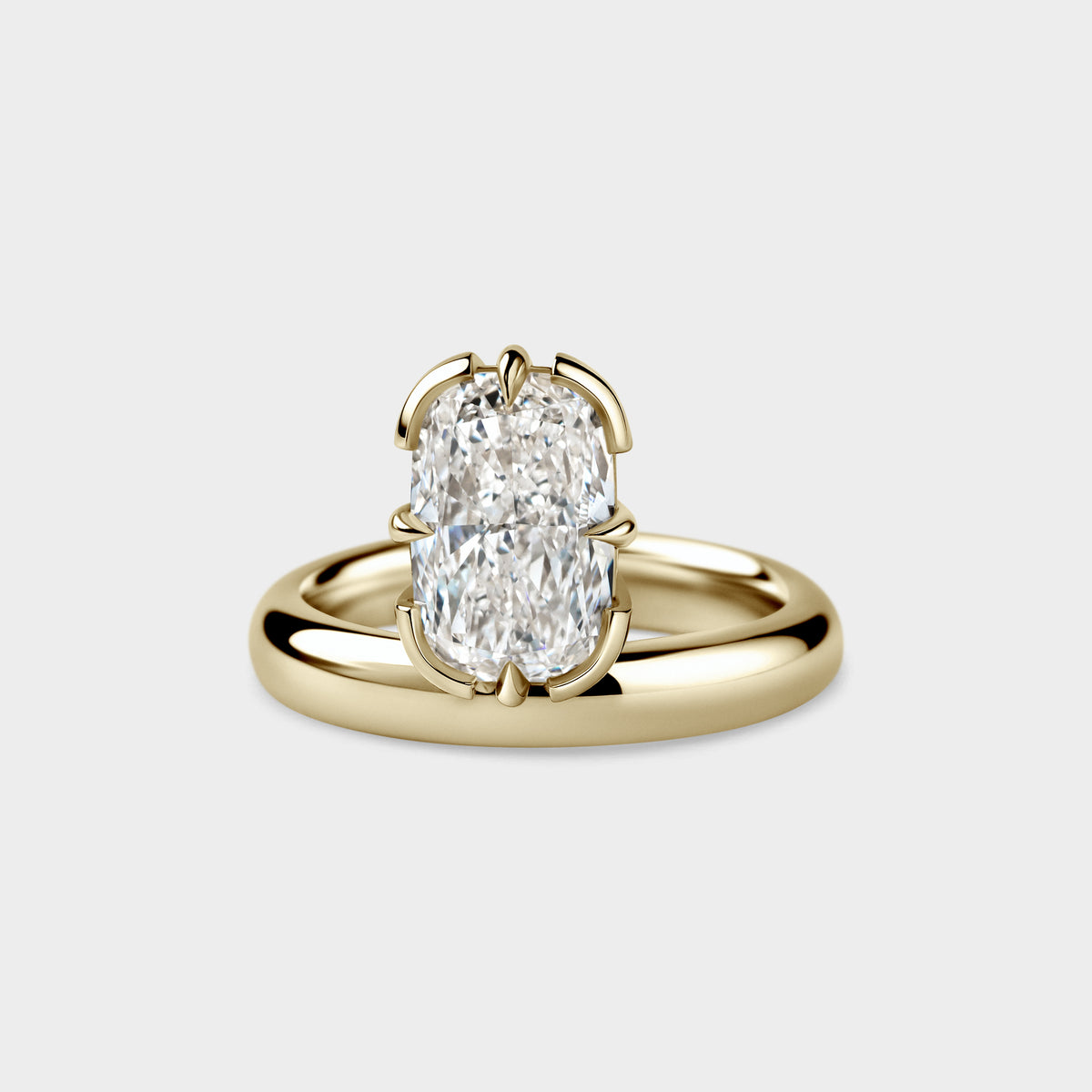 3.01ct Solitaire of Cushion, Compass Bezel on Offset Band