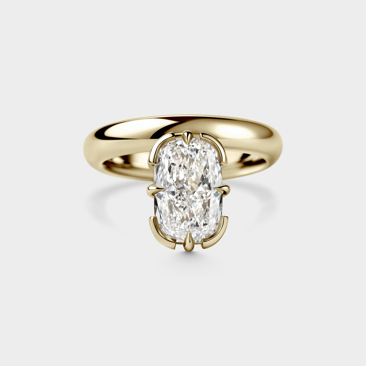 3.01ct Solitaire of Cushion, Compass Bezel on Offset Band