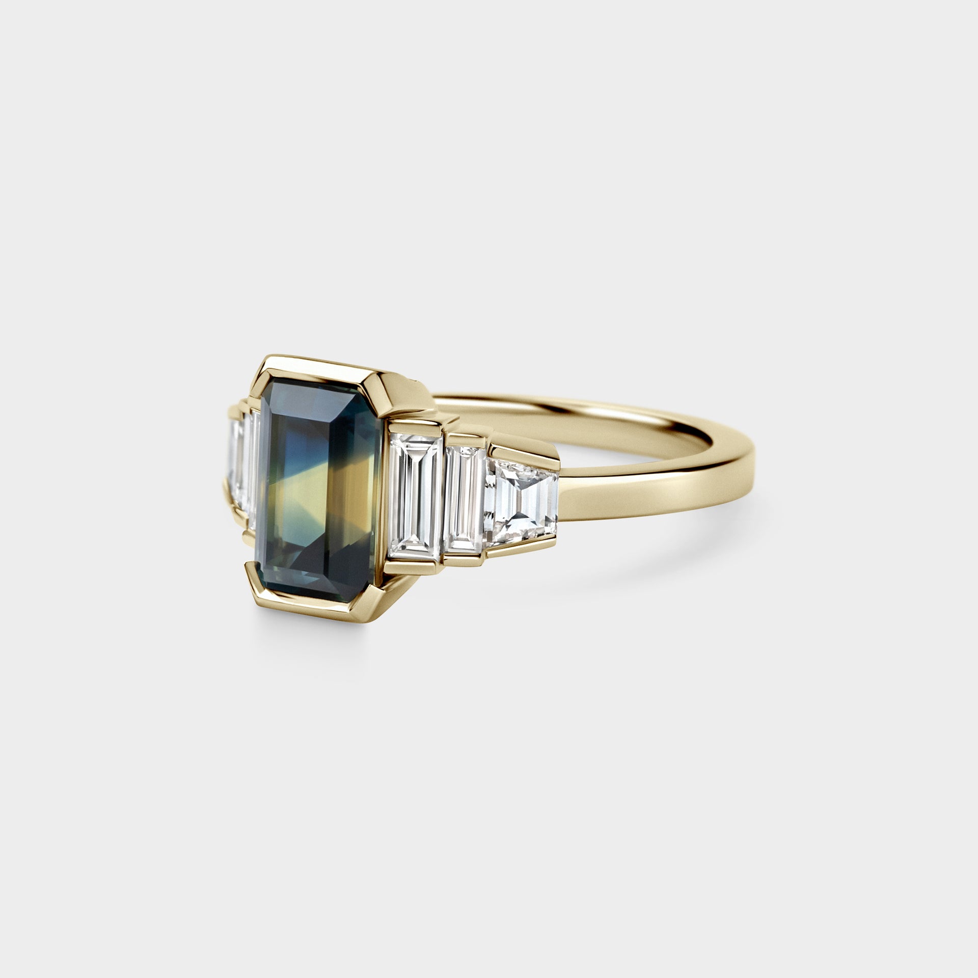 2.63ct Five Stone of Emerald Sapphire, Baguette & Trapezoid