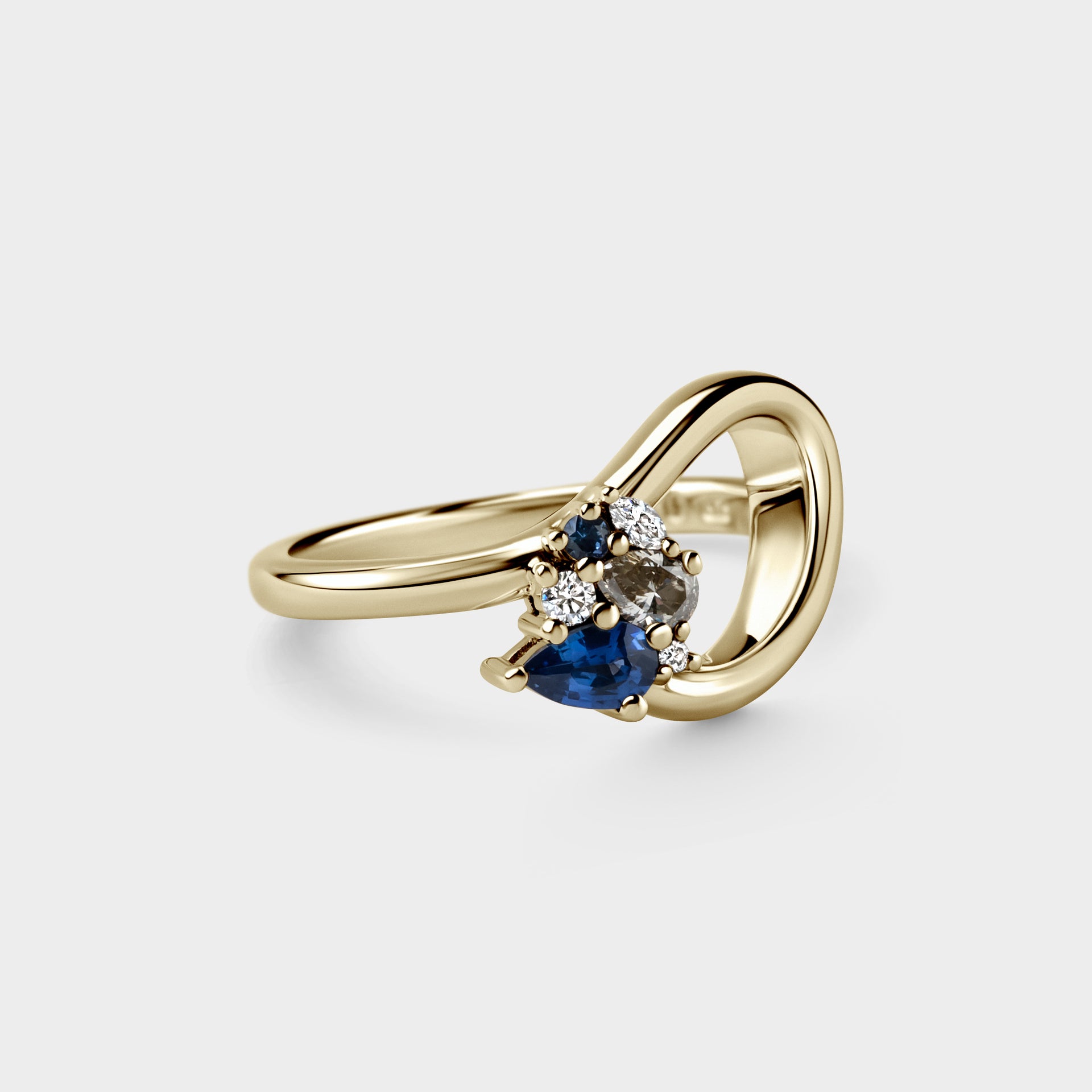 Aperture / White, Champagne Diamond & Blue Sapphire