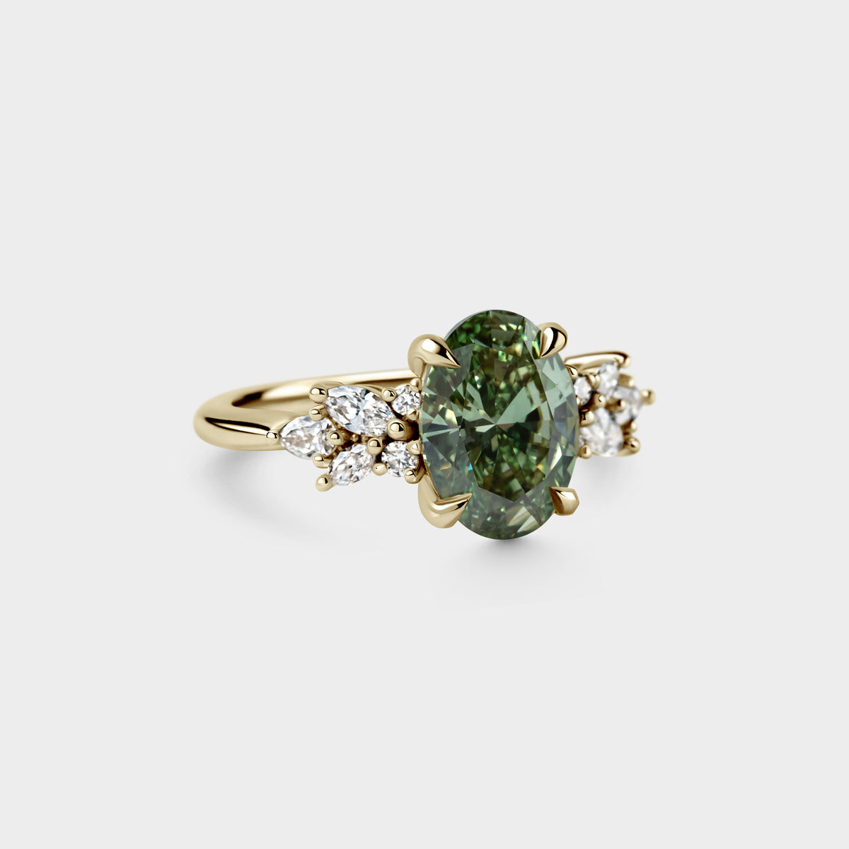 2.20ct Symmetrical Cluster of Green Lab Grown Diamond
