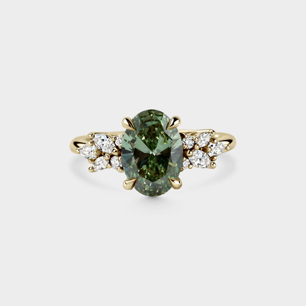 2.20ct Symmetrical Cluster of Green Lab Grown Diamond