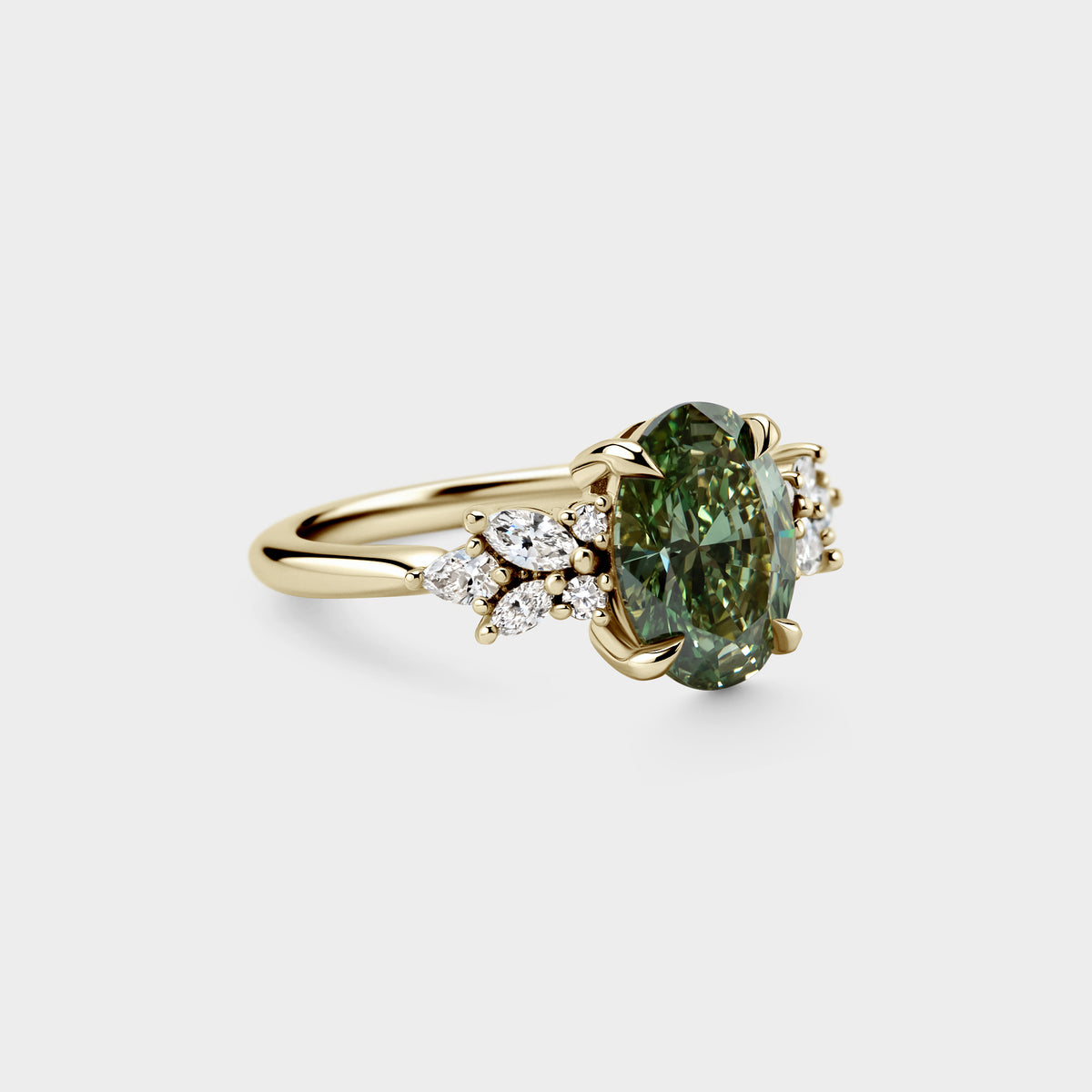 2.20ct Symmetrical Cluster of Green Lab Grown Diamond