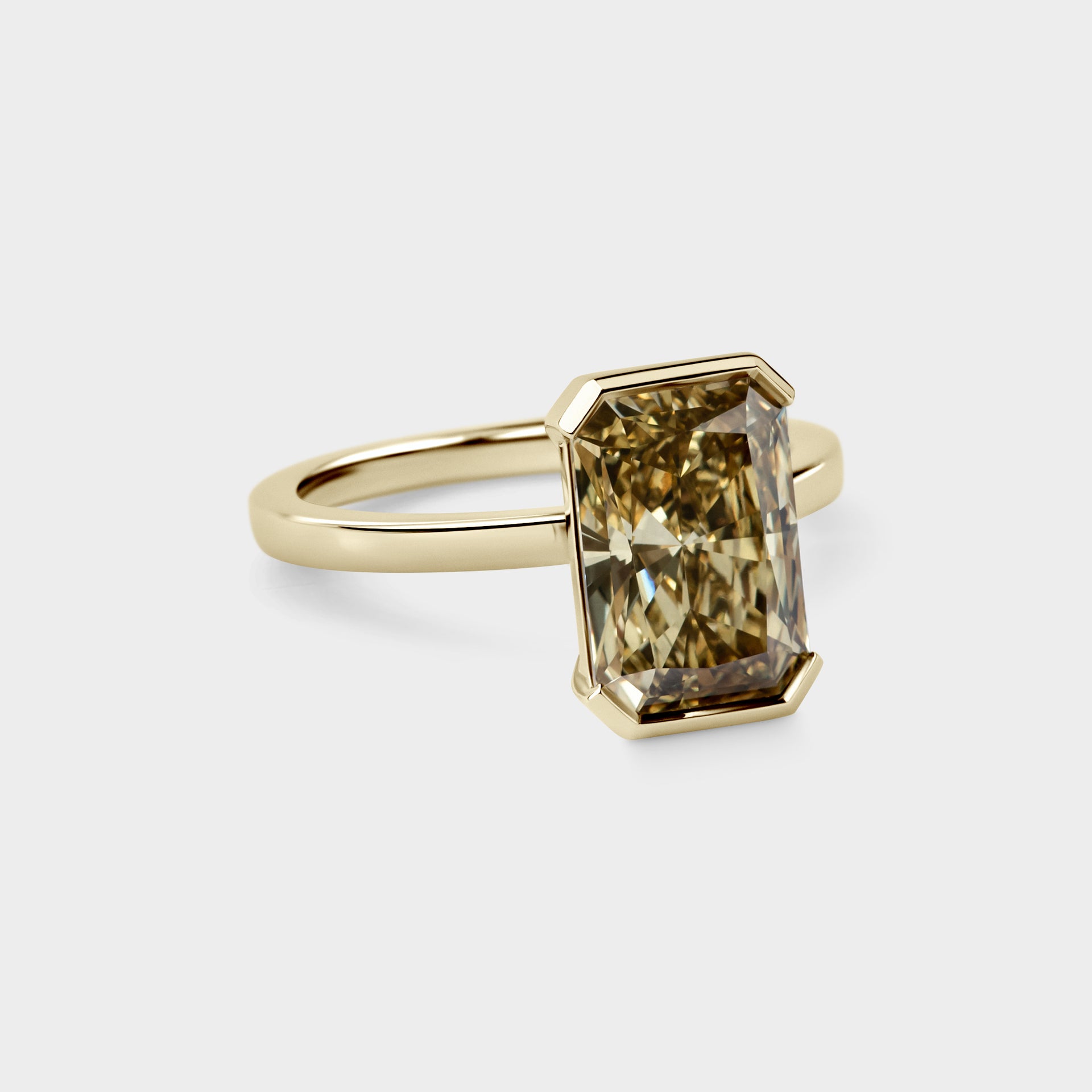 3.70ct North-South Half Bezel of Radiant, Fancy Intense Yellow Lab Diamond