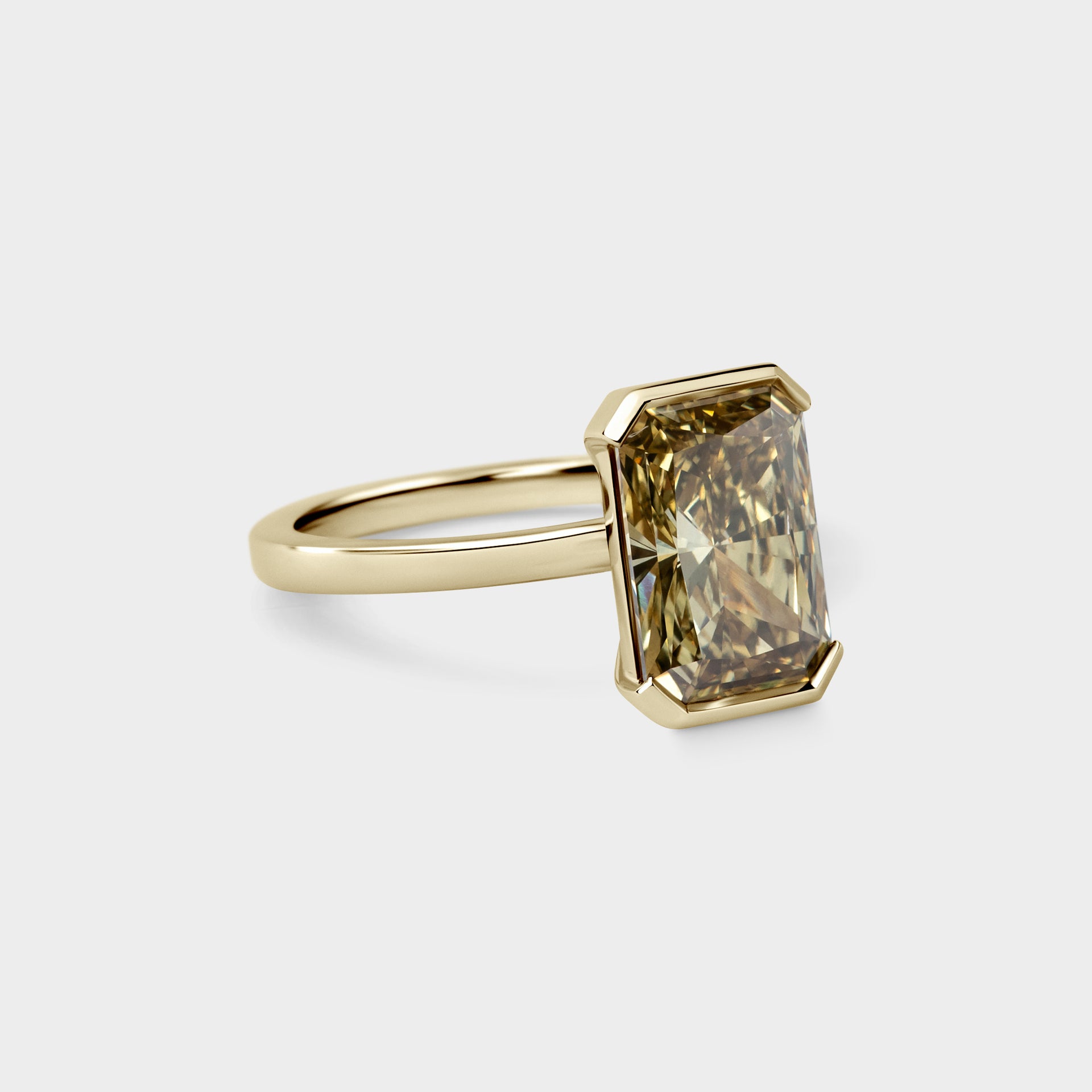 3.70ct North-South Half Bezel of Radiant, Fancy Intense Yellow Lab Diamond
