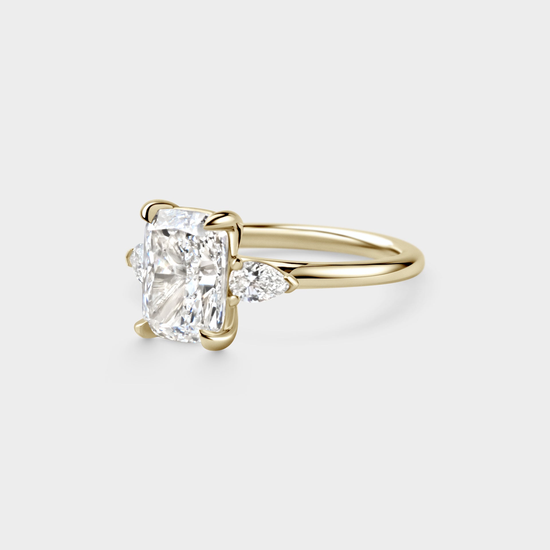 2.30ct Three Stone of Elongated Cushion Lab Diamond & Pear