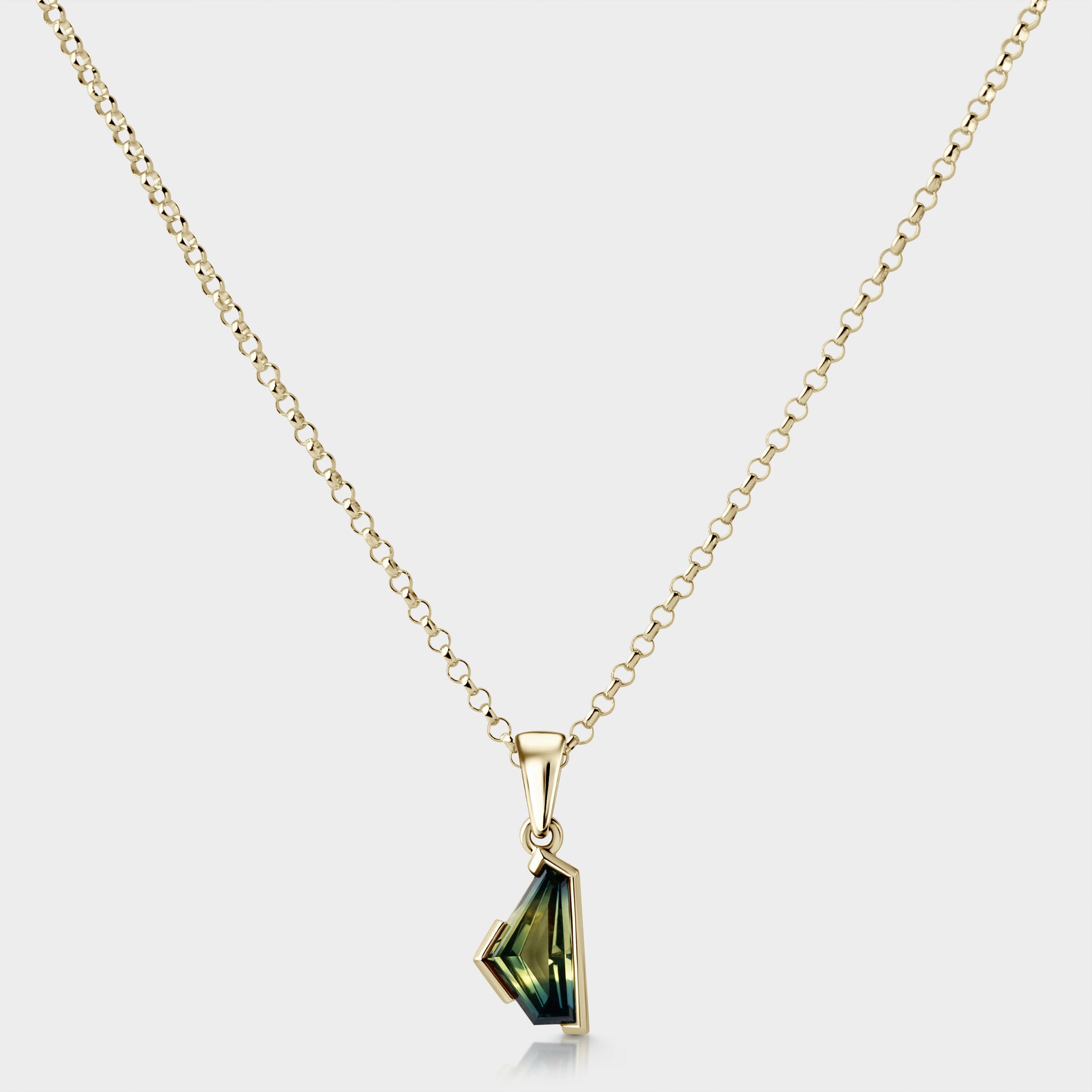 Freeform Sapphire, Quarter Bezel Pendant