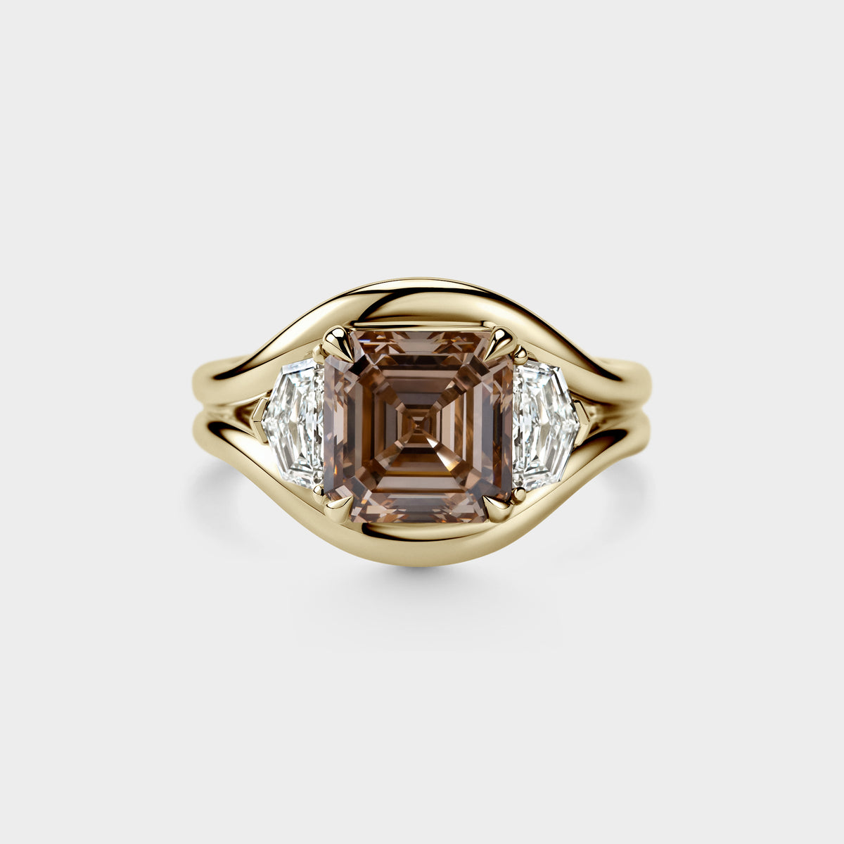 3.01ct Three Stone of Asscher & Cadillac on Wide Split Shank