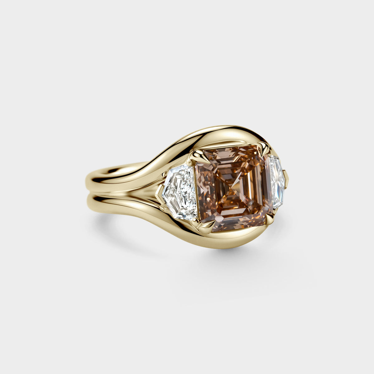 3.01ct Three Stone of Asscher & Cadillac on Wide Split Shank