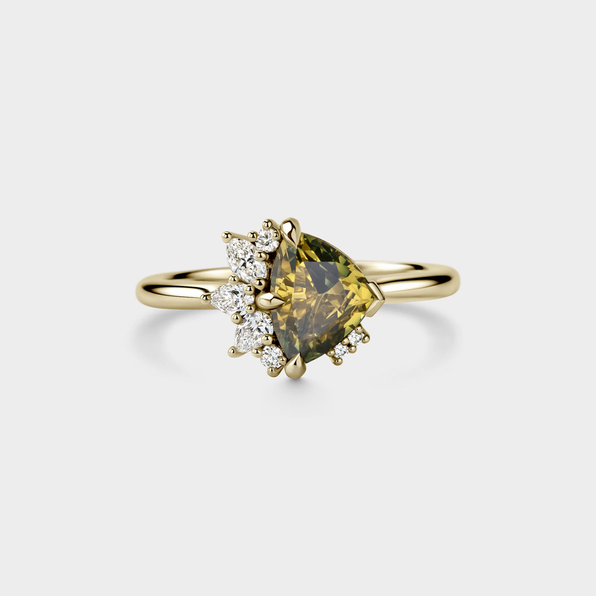 1.79ct Irregular Cluster of Trillion Sapphire & Diamond