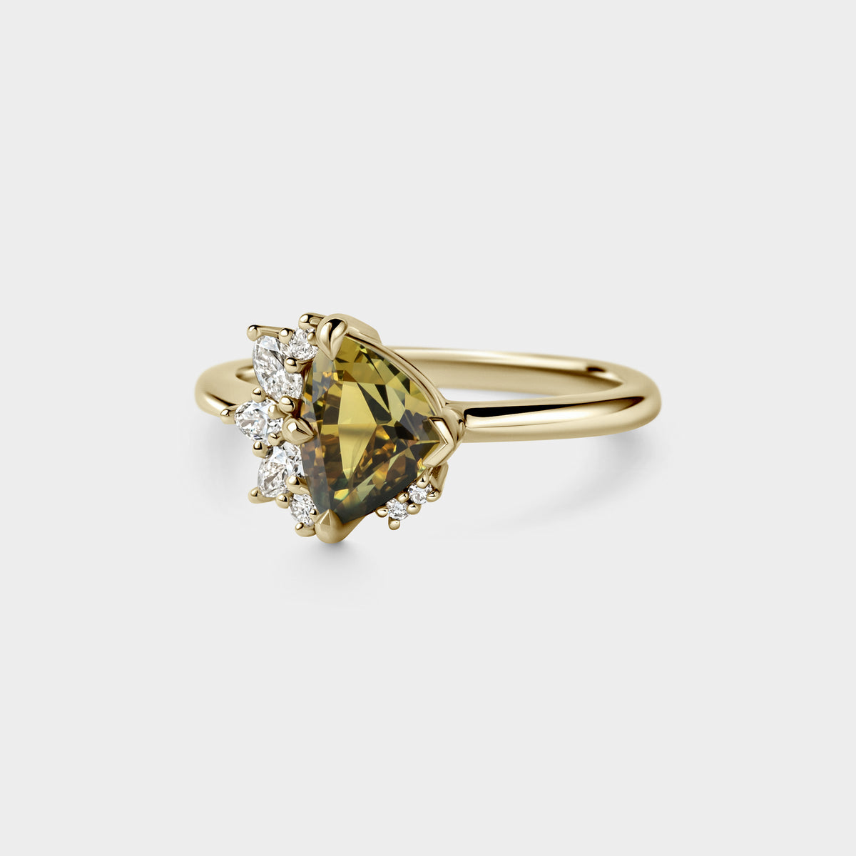 1.79ct Irregular Cluster of Trillion Sapphire & Diamond