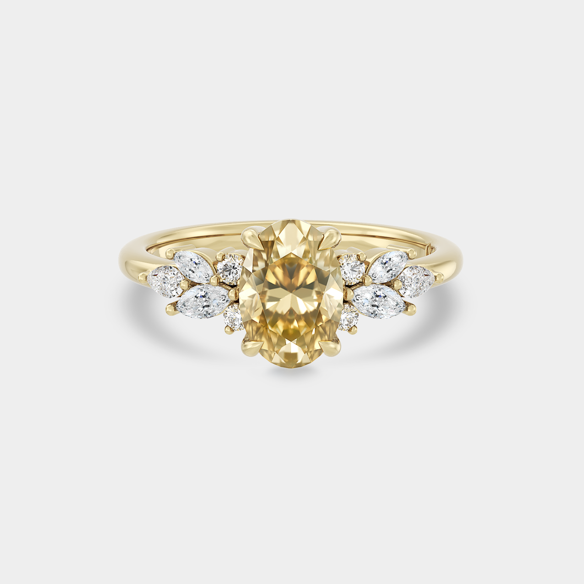 Symmetrical Cluster of Yellow Lab Grown Diamond