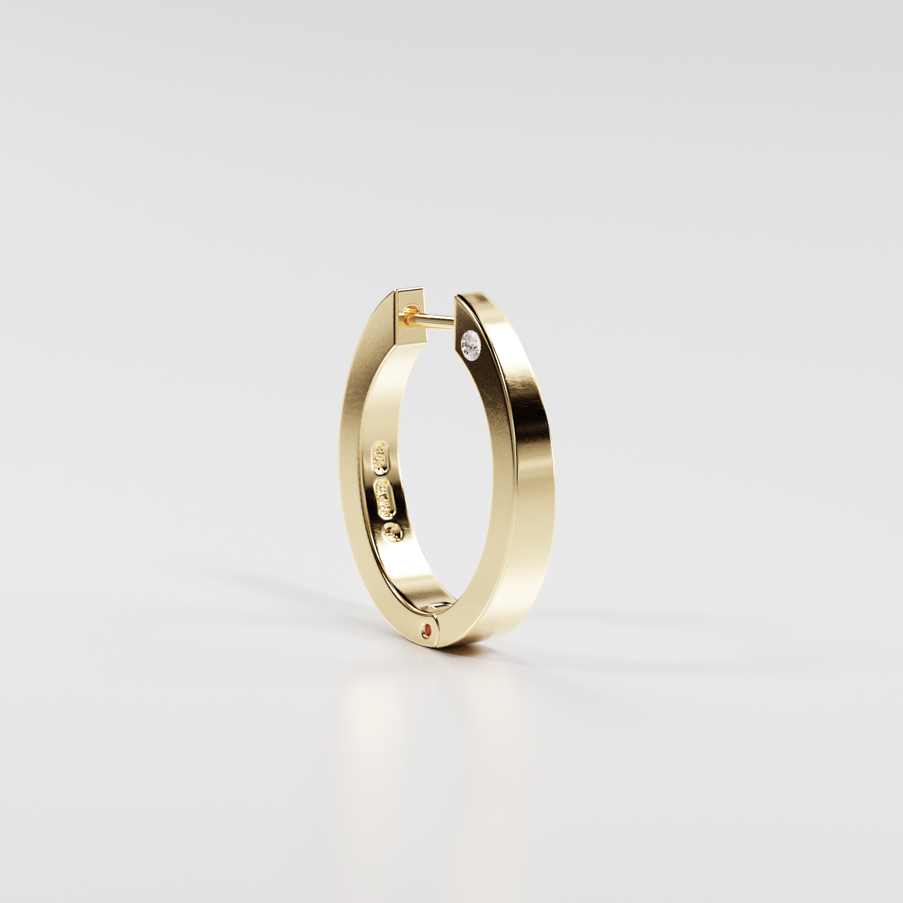Tapered Hoops w/ Diamond (Large)