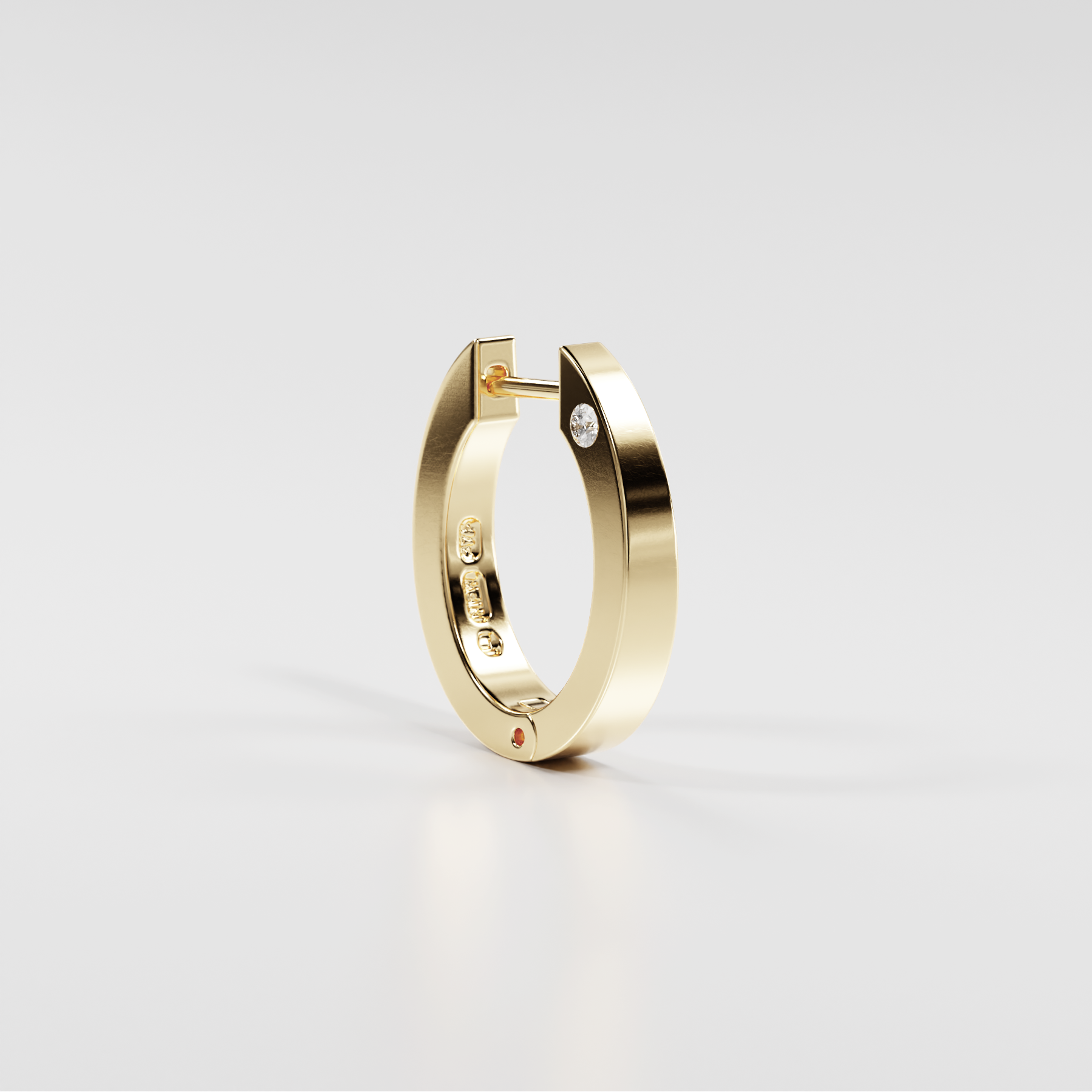 Tapered Hoops w/ Diamond (Medium)