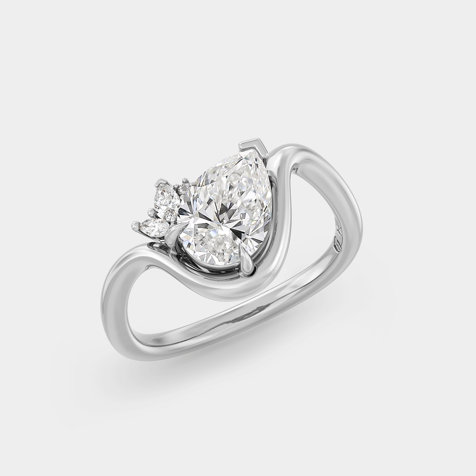 Off-angle Asymmetrical Cluster of Pear on Curved Shank