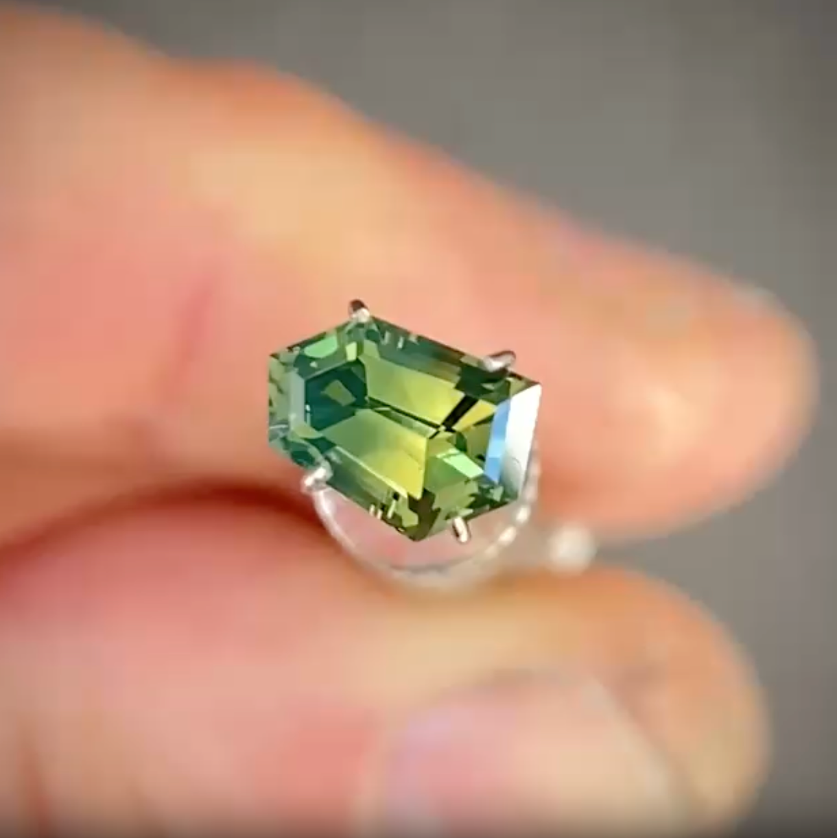 1.30ct Freeform Green Parti Sapphire