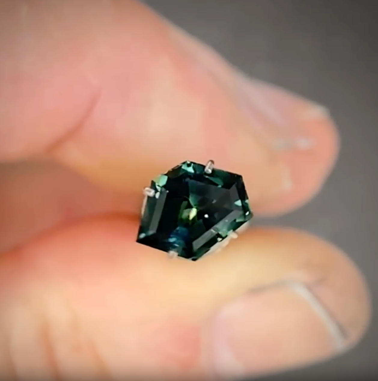 1.54ct Freeform Blue/Green Parti Sapphire