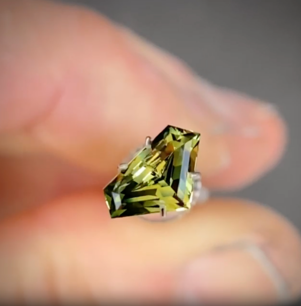 1.24ct Freeform Green/Yellow Parti Sapphire