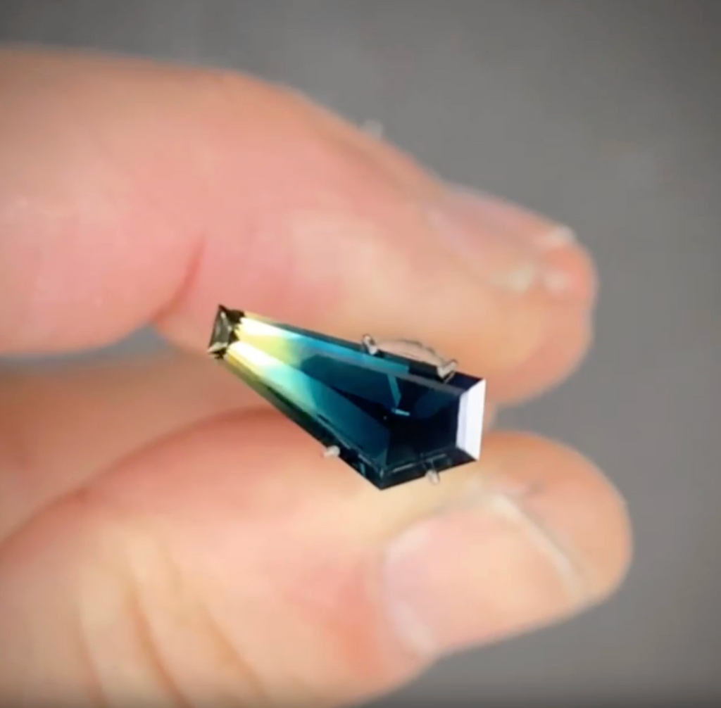 2.19ct Freeform Blue/Yellow Parti Sapphire