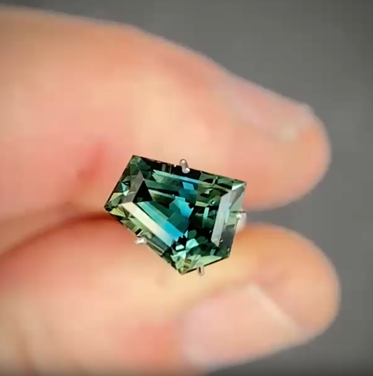 2.29ct Freeform Blue/Green Parti Sapphire