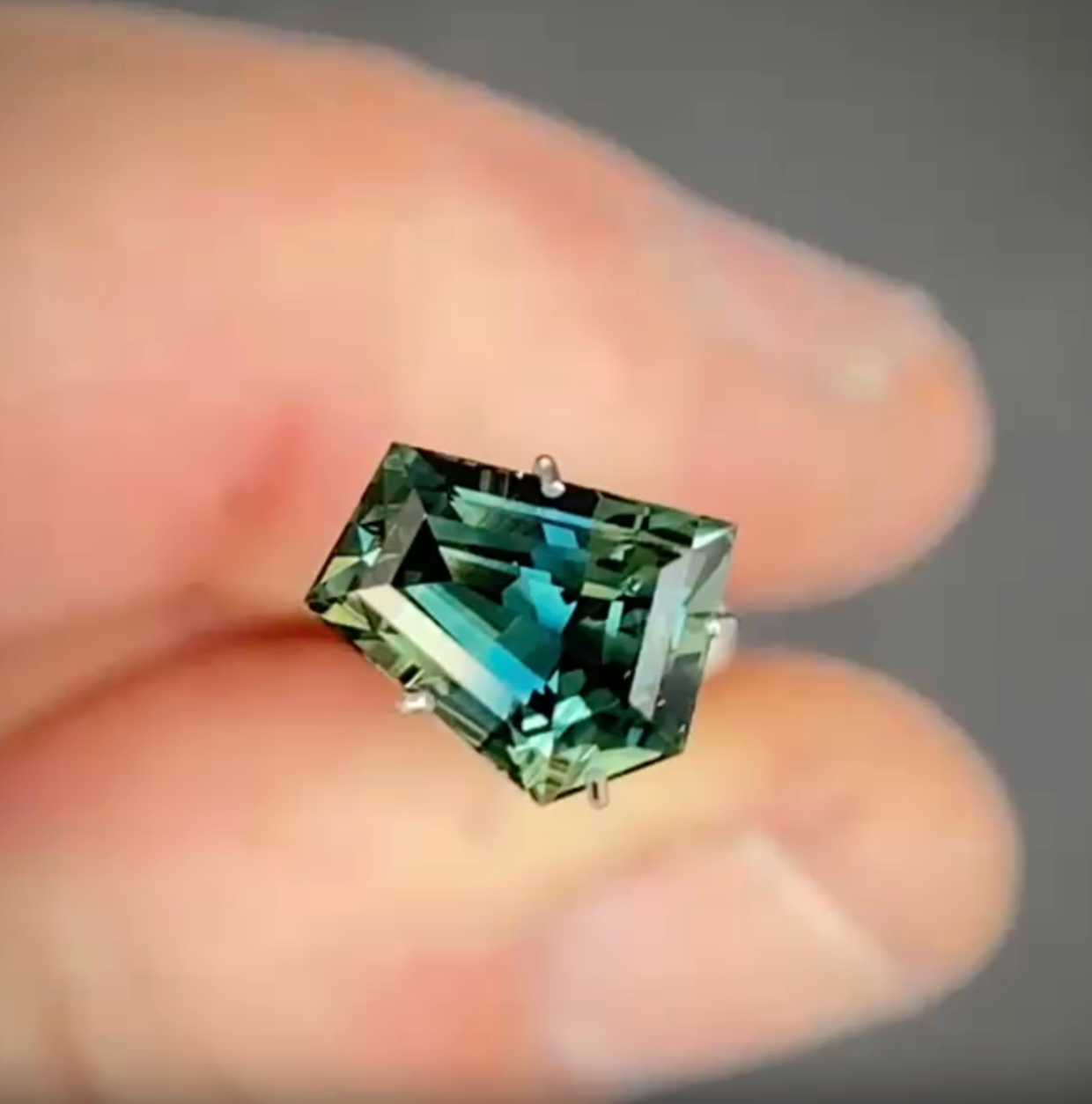 2.29ct Freeform Blue/Green Parti Sapphire