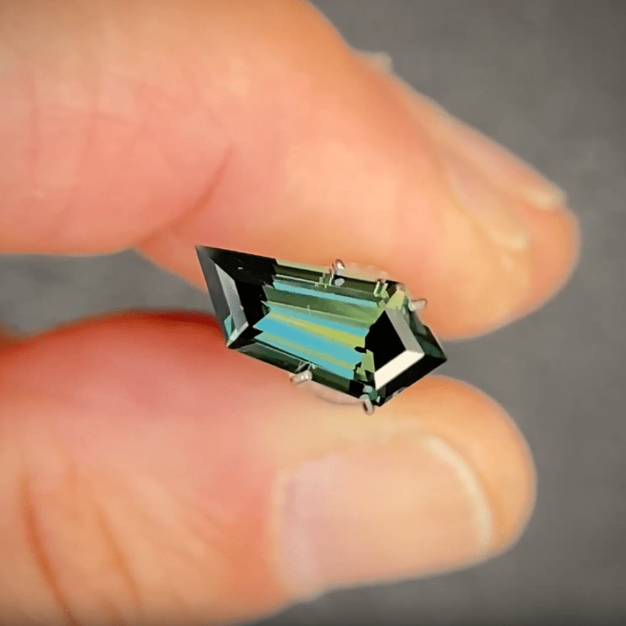 2.02ct Freeform Green Parti Sapphire