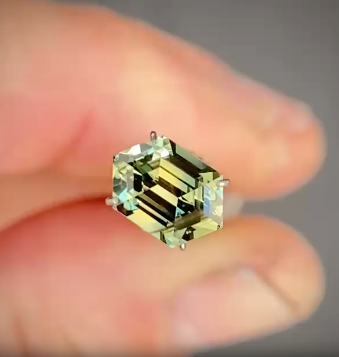 1.95ct Hex Cut Green Parti Sapphire
