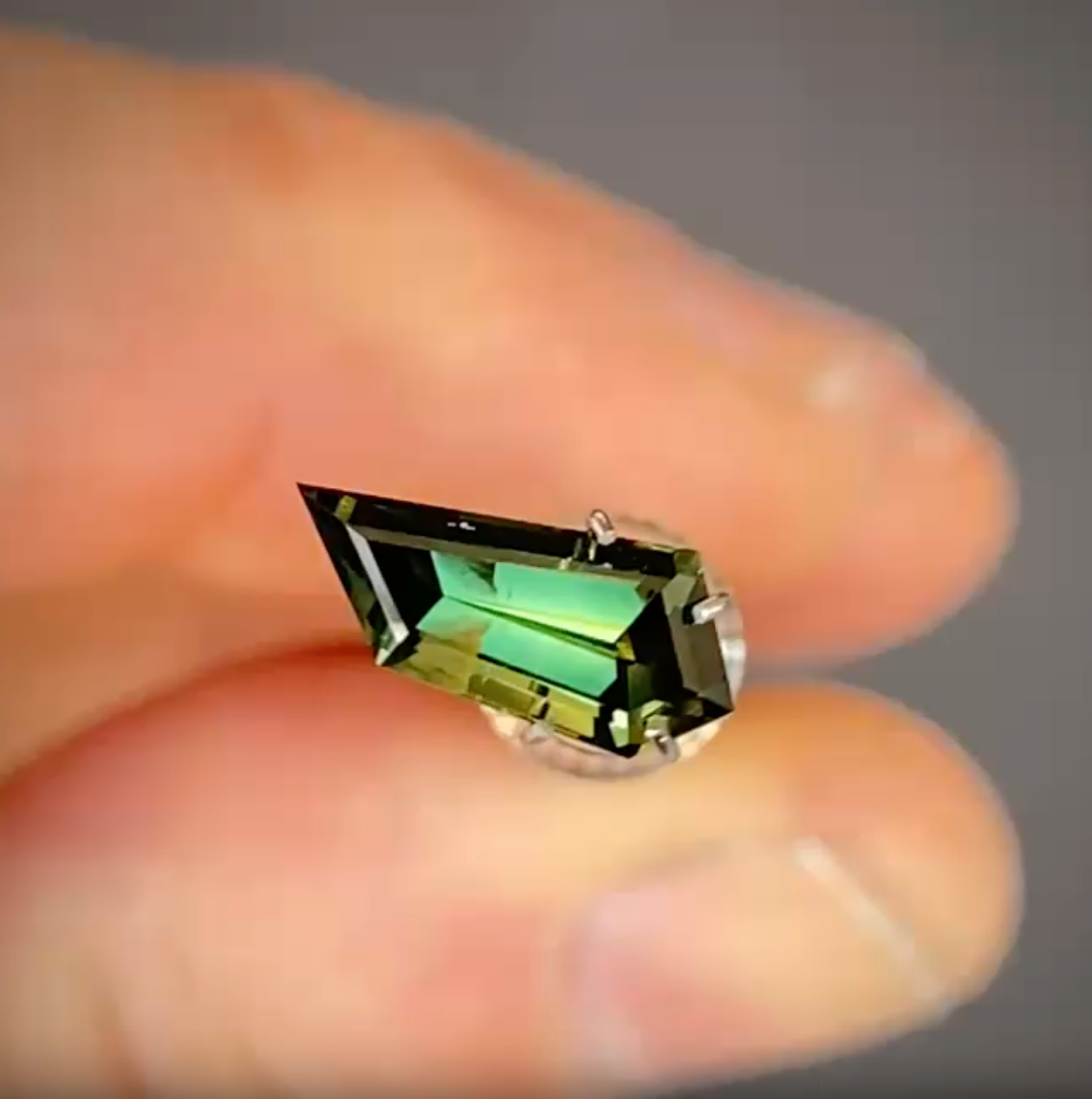 1.68ct Freeform Blue/Green/Yellow Parti Sapphire
