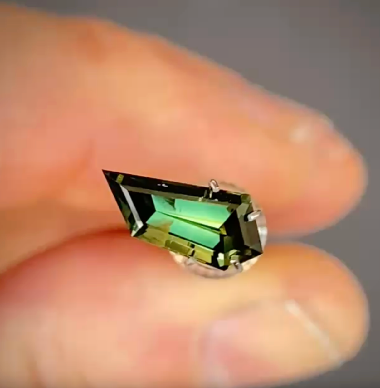 1.68ct Freeform Blue/Green/Yellow Parti Sapphire