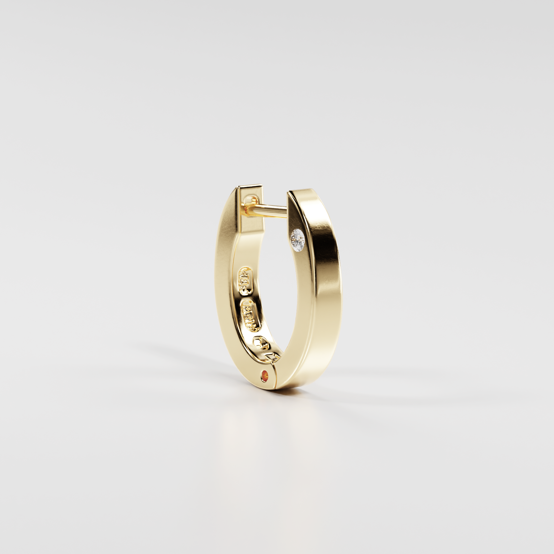 Tapered Hoops w/ Diamond (Small)