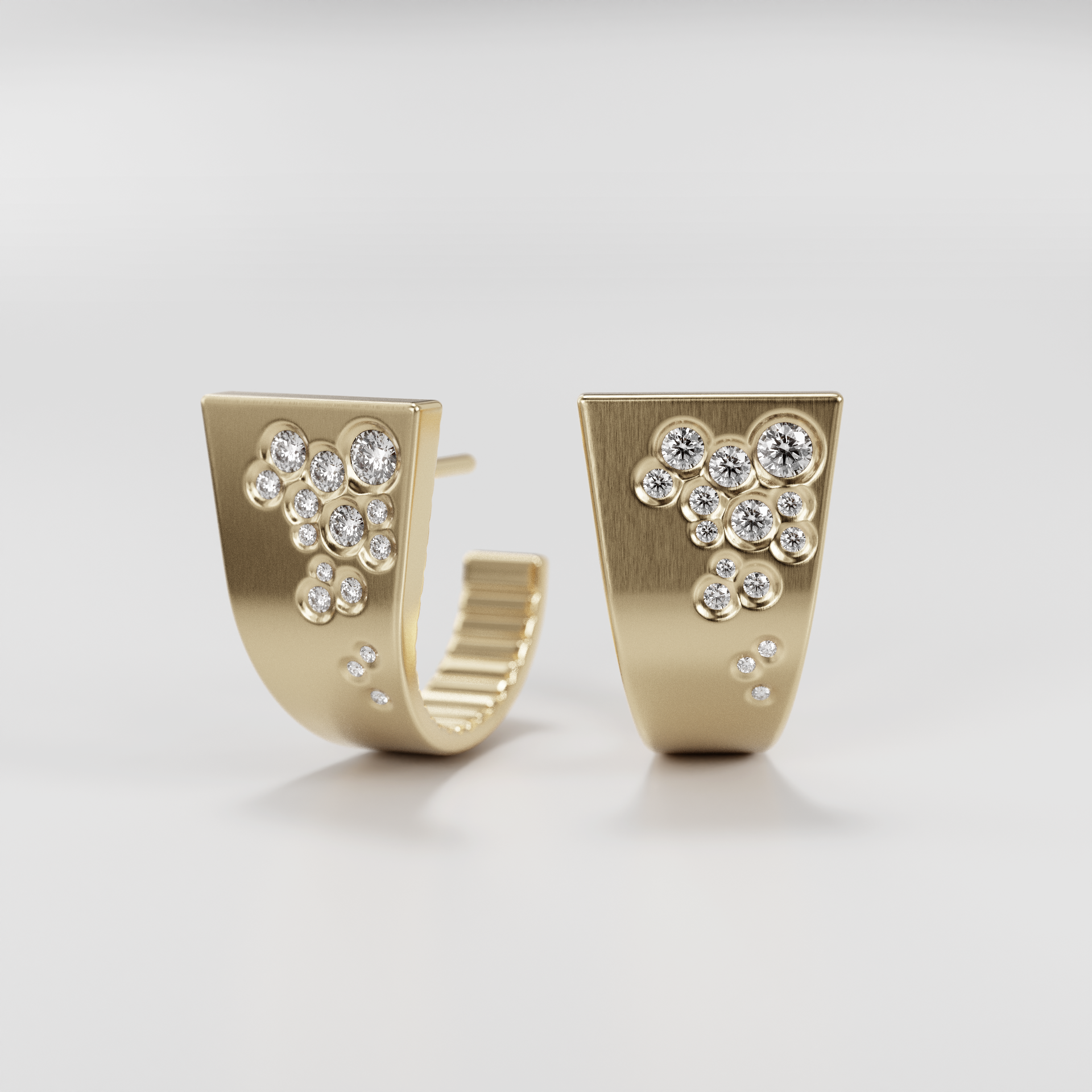 Broad Tablet w/ Diamond Spray, Earrings