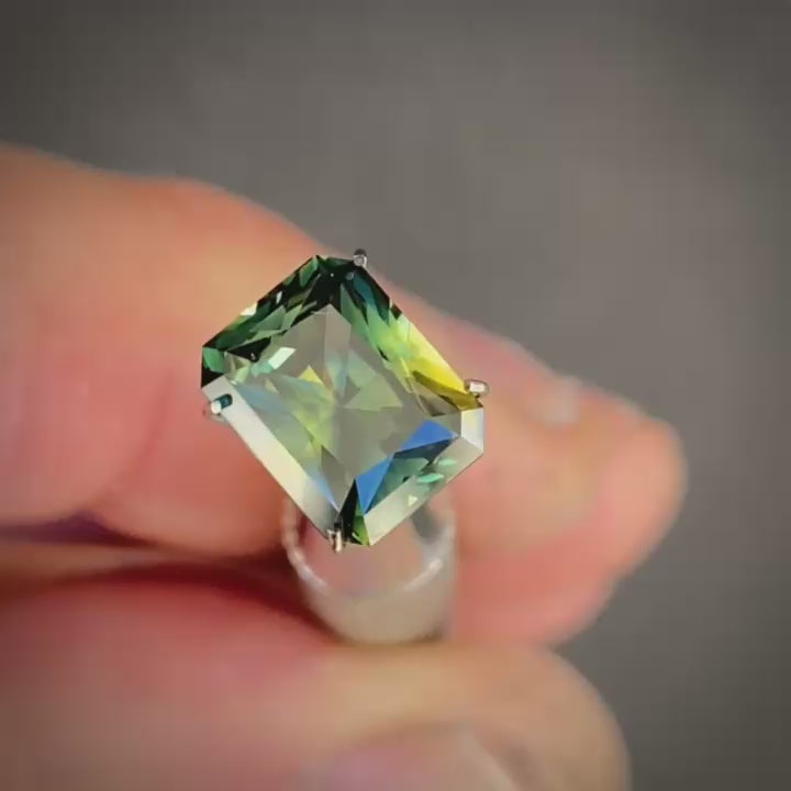 3.26ct Radiant Green/Yellow Parti Sapphire