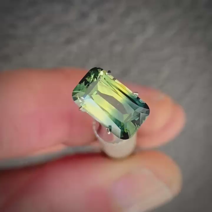 3.06ct Cushion Cut Blue/Yellow/Green Parti Sapphire