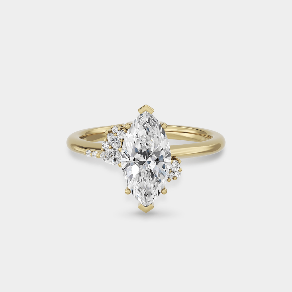 Asymmetrical Cluster of Lab Grown Marquise Diamond - Laher - 