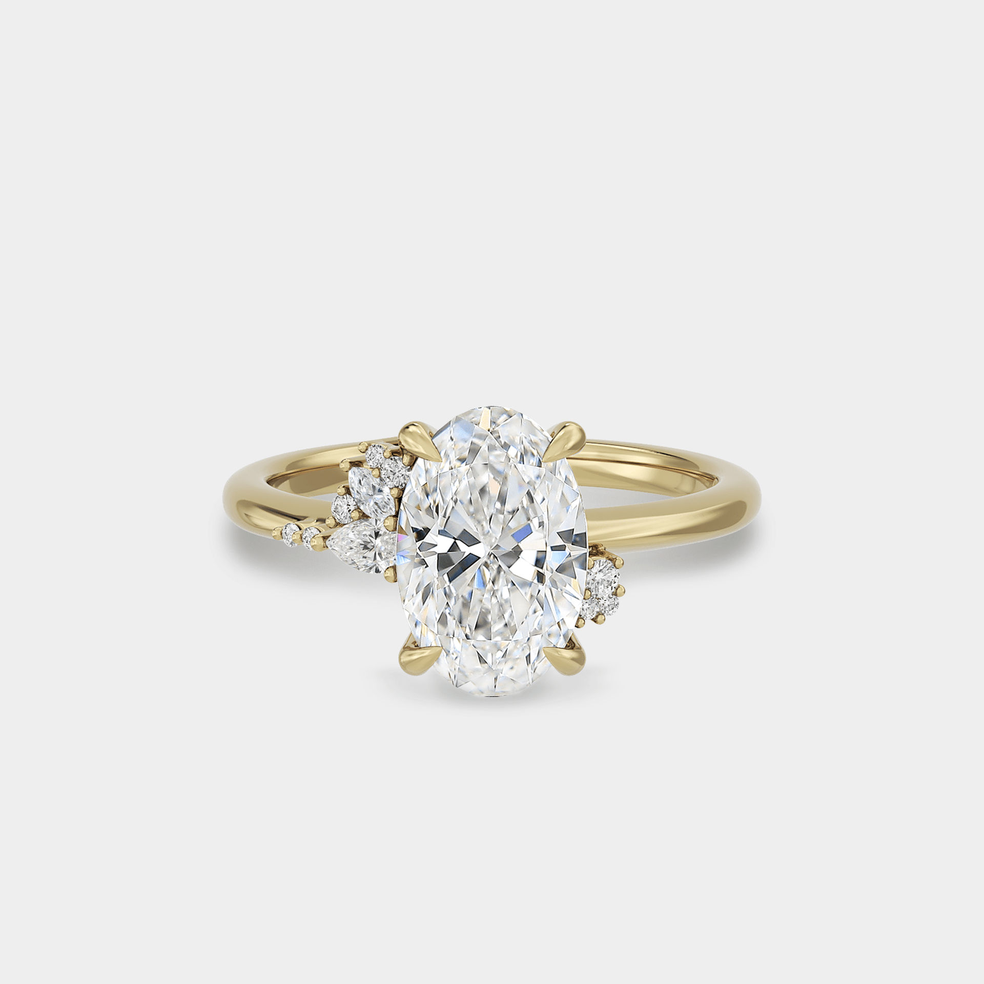 Asymmetrical Cluster of Lab Grown White Diamond - Laher - 