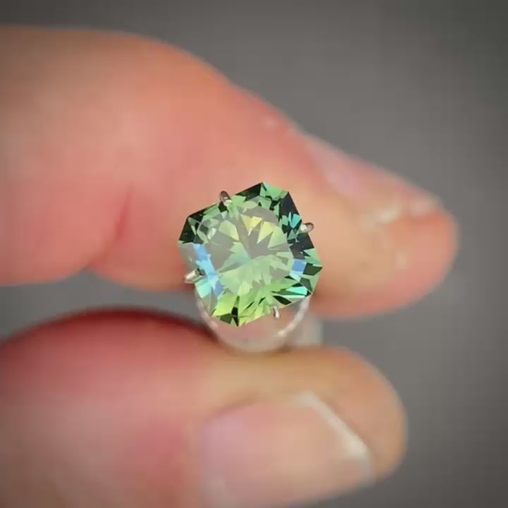 1.73ct Asscher Cut Blue-Green/Yellow Parti Sapphire