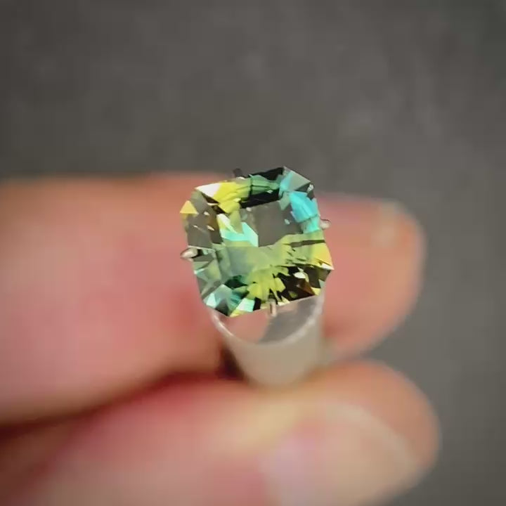 1.85ct Square Radiant Cut Blue/Yellow Parti Sapphire