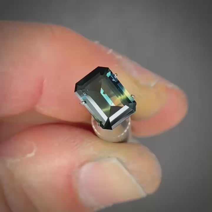 2.67ct Emerald Cut Blue/Yellow Parti Sapphire