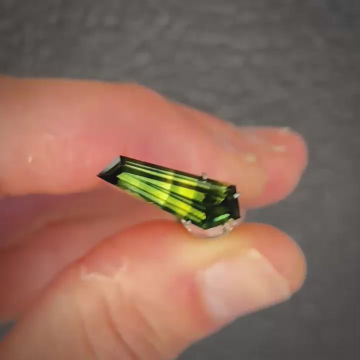 3.09ct Freeform Green/Yellow Parti Sapphire